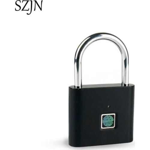 Black silver Keyless USB Rechargeable Door Lock Fingerprint Smart Padlock Quick Unlock Zinc alloy Metal Self Developing Chip