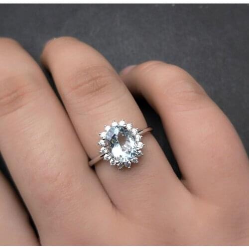 Natural aquamarine ring, 925 silver, simple style, 2.5carat gems, clean quality, cheap price