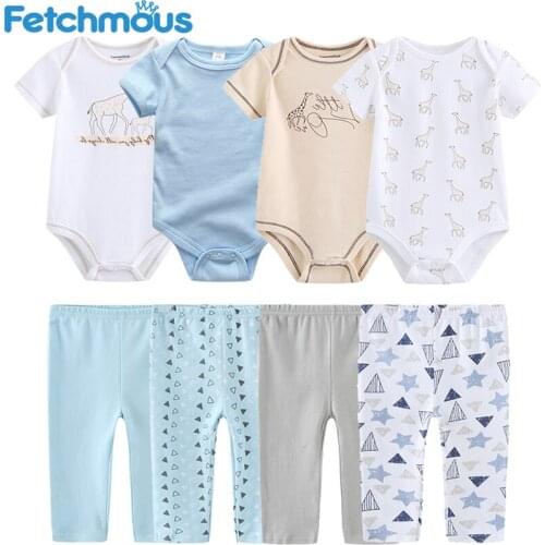Baby Boy Summer Set Short Sleeve Bodysuits+Long Pants Newborn Clothes Sets Infant Girl Outfits Cotton Breathable bebe Clothing