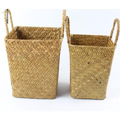 Natural seaweed storage box basket decorative basket desktop living room tea table storage basket Square receiving basket
