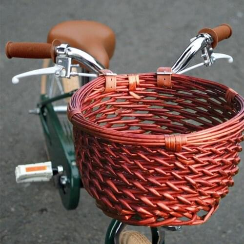 Universal Wicker Front Handle Bicycle Basket Handwoven Plastic Rattan Handlebar Container Cargo Storage Box Cycling Accessories