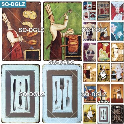 Kitchen Cooking Signs Metal Plate Wall Decor Restaurant Cafe Kitchen Art Wall Decoration Accessories Retro Coffee Metal Poster
