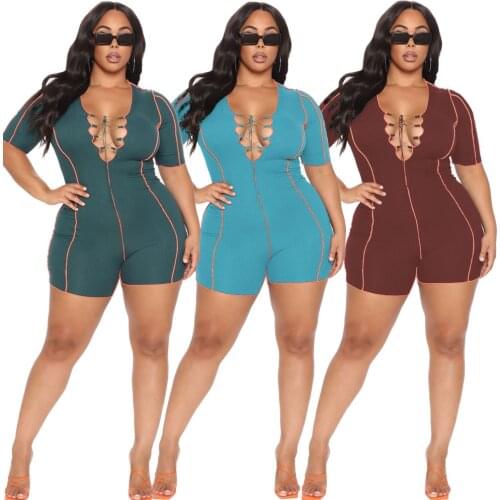 Summer Sexy V-neck Rompers Womens Stripe Jumpsuit Shorts One Piece Lace Up Skinny Bodycon Vintage Playsuit Outfits Plus Size 5XL