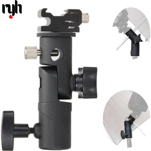 E Type Metal Flash Bracket Universal Hot Shoe Speedlite Umbrella Holder With 1/4" to 3/8" Screw Mount Swivel Adapter Light Stand