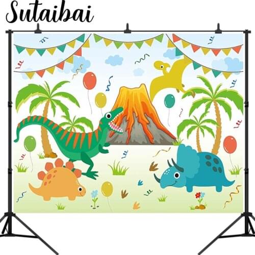 Cute Dinosaur Party Backdrop Boys Birthday Jungle Decoration Baby Shower Cake Table Banner Photography Background Photobooth
