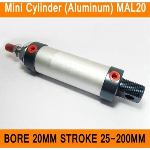MAL20 Mini Cylinder CA Bore 20mm Stroke 25-200mm Rod Single Double Action Pneumatic Cylinder Aluminum Alloy Pneumatic Components