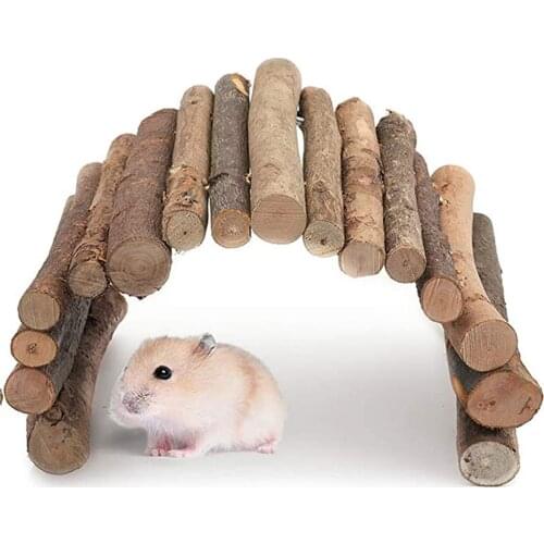 Mini Rat hamster climbing wood ladder arch bridge/ plank road Shelter Mini Chew Toy in Pet Cage House for lizard golden bear