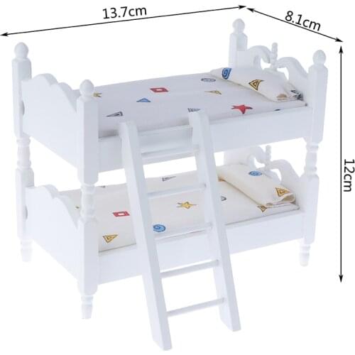 Children Bedroom Model for Children Pretend Play Game Toys Doll Accessery 1:12 Kids Mini Bunk Bed Doll House Furniture Toys
