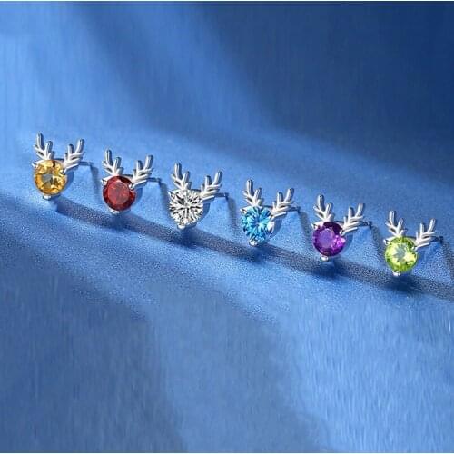 Fashion Ornaments Christmas Elk Zircon Crystal Antlers Ear Studs Earrings for Women Lucky Jewelry Gift Brincos Accessory