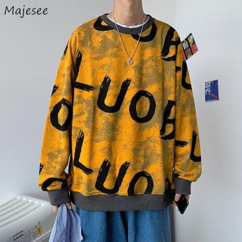 O-neck Hoodies Men Harajuku Oversized S-3XL Tie Dye Chic Designer Male Fashion Sweatshirts Hip Hop Retro Baggy Letter Printed BF