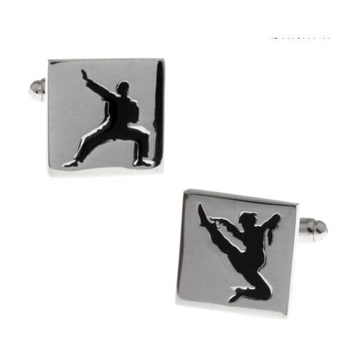 Men Gift Kung Fu Cufflinks Wholesale&retail Black Color Copper Material Novelty Chinese Kong Fu Design