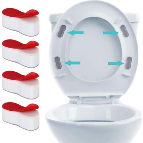 4 Pieces Toilet Seat Bumpers Toilet Seat Cover Lifter Kit with Strong Adhesive Avoid Touching Hygienic Clean Supplies