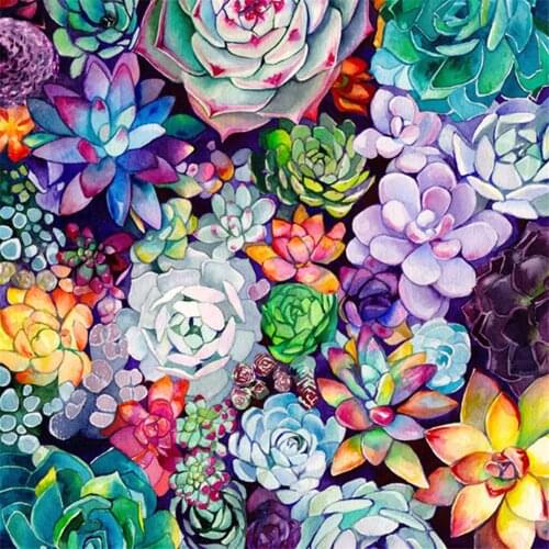 Succulent Plant Flower DIY 11CT Cross Stitch Embroidery Kits Needlework Craft Set Cotton Thread Printed Canvas Home Room