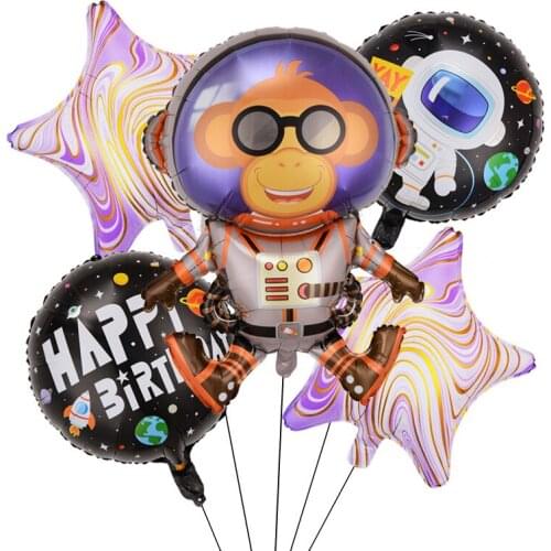 Outer Space Balloon Garland Kit Arch Moon Rocket Astronaut Foil Helium Balloons For Galaxy Theme Boy Kids Birthday Party Decor