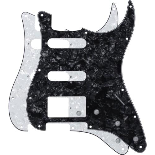 FLEOR 2pcs White/Black Pearl 4Ply SSH ST Pickguards HSS 11 Hole Guitar Scratch Plate for FD ST Guitar