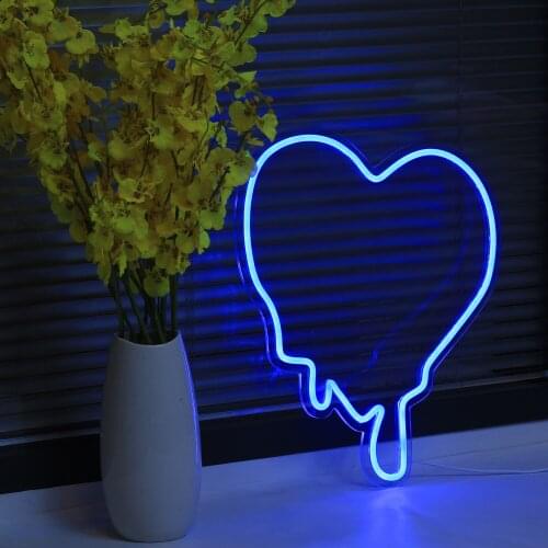 Custom Made Neon Sign Melting Heart LED Light Flex Handmade Beer Bar Shop Logo Pub Store Club Nightclub Home Room Wall Decor