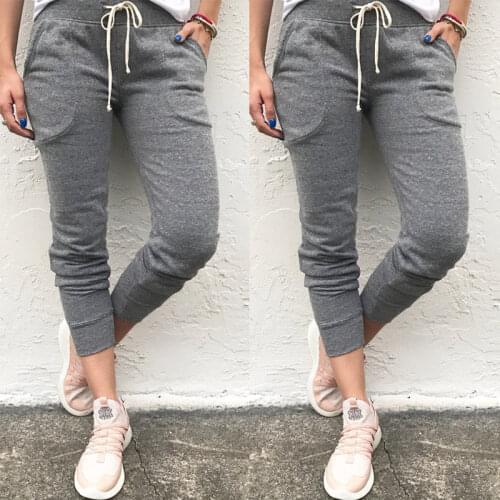New Women Casual Hip Hop Harem Pants Capris Trousers Sweatpants Casual Womens Nine Length Pants Elastic Trousers