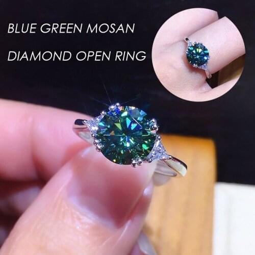 Engagement Ring White Round Cut Emerald Crystal Rings For Women Party Decoration Adjustable Open Ring Jewelry Gifts