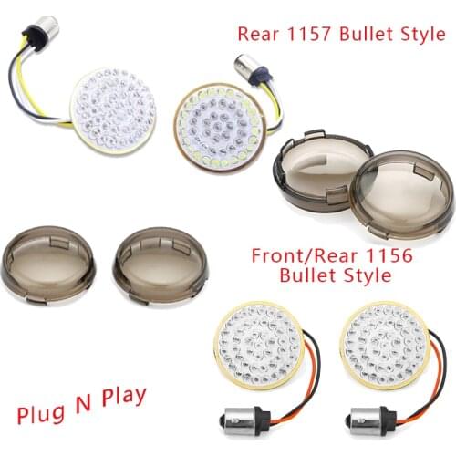 Bullet Style Front 1157 White/Yellow&Rear 1156 Red Motorcycle Turn Signal Light Cover For Harley Softail /Dyna/Sportster/Touring