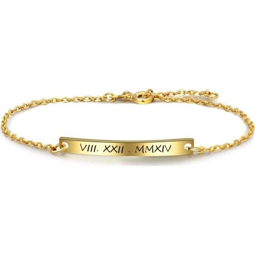 Personalized Bracelets for Women 2 Color Adjustable Link Chain ID Bracelets & Bangles Fashion Jewelry Gift for Her(BA102097)