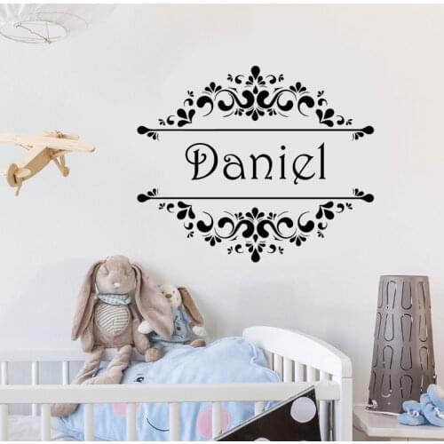Personalized Girls Name Wall Sticker Beautiful Flower Lace Decoration Decals Vinyl Home Kids Room Nursery Wallpaper Mural S056