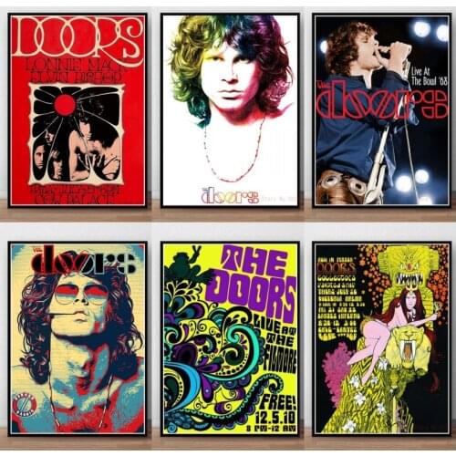 The Doors Jim Morrison Posters Print on Canvas Rock Band Music GuitarWall Art Picturfes for Home Bar Wall Decoration (No Frame)