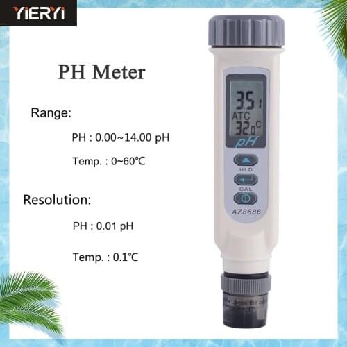Portable Digital pH Temperature Tester Pen Type Waterproof pH Water Tester Temperature + pH Dual Display Measuring Device