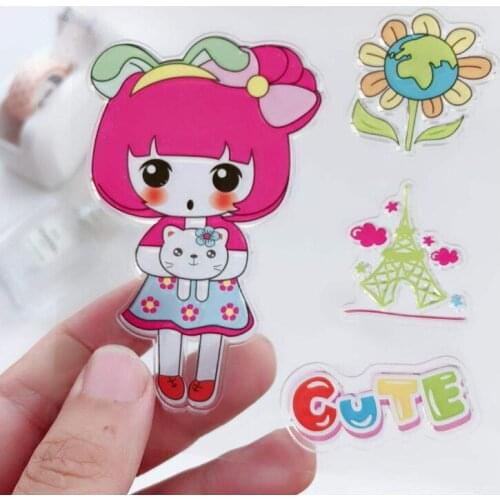 Sunflower Girl Clear Stamps Scrapbooking Rubber Stamp Handmade DIY Decoration Craft Supplies Stamps for Card Making Silicone New
