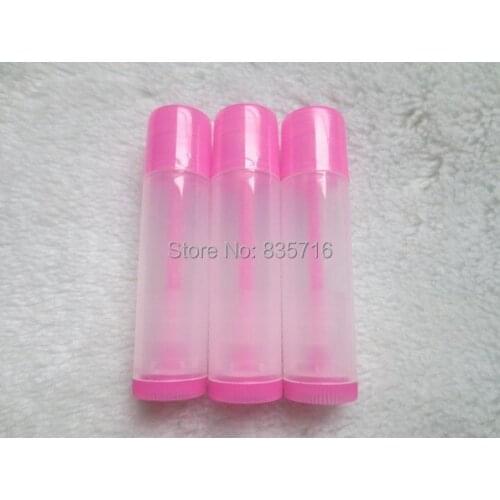 100PCS/LOT 5ML Empty Lipstick Tube,Transparent+Pink cap Makeup Lip Gloss Container,Sample Cosmetic Lip Balm Sub-bottling HZ14