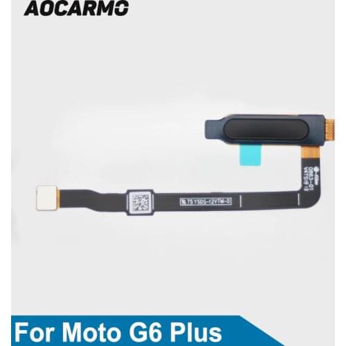 Aocarmo Black Home Button Main Key Touch ID Sensor Fingerprint Flex Cable Replacement For Motorola Moto G6 Plus 5.9" XT1926-5