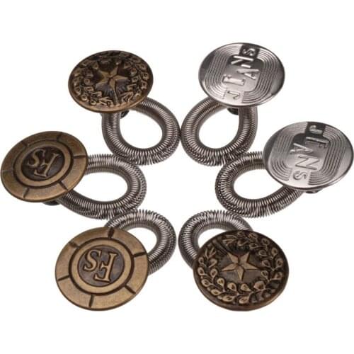 New 6pcs/set Men/Women Jeans Pants Metal Snap Fastener Press Stud Buttons Fix Expanders Waist Stretch Extender Button Lock