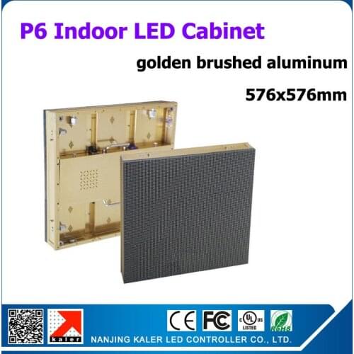 TEEHO Golden brushed aluminum indoor led display panel p6 576x576mm 96x96 dots high quality rental indoor led display video wall
