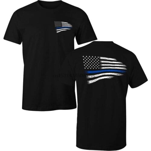 Thin Blue Line Shirt Police USA Flag Shirt Blue Lives Matter Mens T Shirt