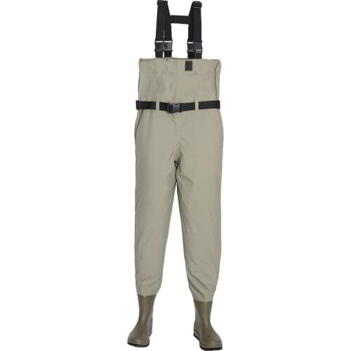 Waterproof Chest Waders PVC Bootfoot Wader Bib w/ Boots for Fishing Hunting