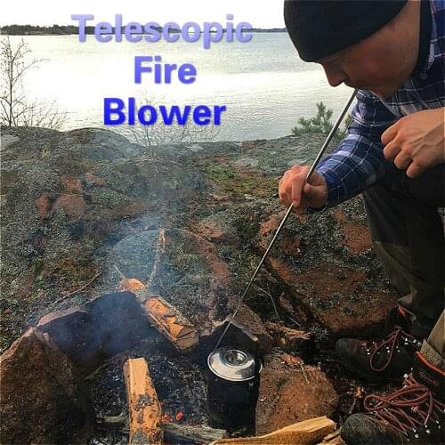 1@# Telescopic Make Fire Blower 9.3cm Bellow Outdoor Small Tool Make Fire Tool Stainless Steel Make Fire Blower