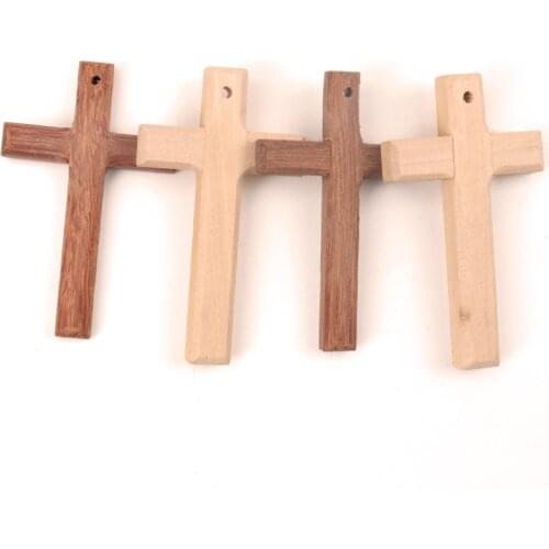Home Decoration Handmade Accessory Scrapbooks Craft DIY Natural Wooden Christian Cross Pattern Ornamentation 80x50mm 1pcs MZ308