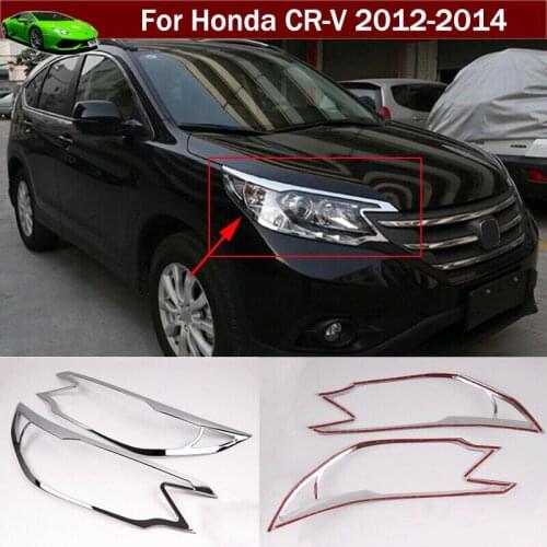 2pcs Chrome Front Headlight Light Frame Cover Trim for Honda CRV CR-V 2012-2014 Car modification Auto parts