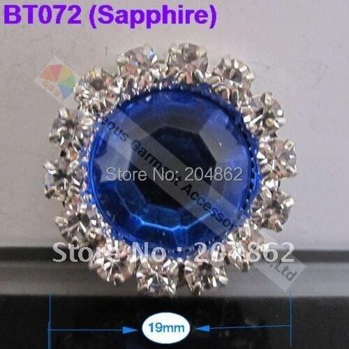20pcs/lot 19mm Sapphire Centre round acrylic rhinestone button in sliver Setting For Wedding invitation Garment accessories