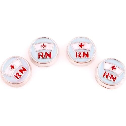 20pcs F1052 Nurse hat cross RN Floating charms Zinc Alloy Suitable for Floating Locket DIY Jewelry Pendant Necklace