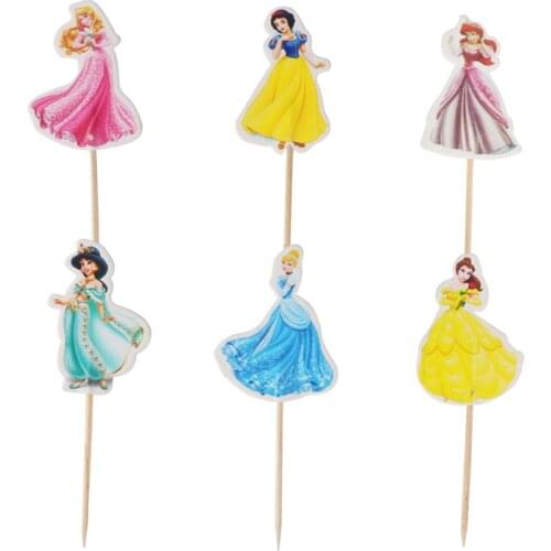 24pcs/lot Beautiful Princess Frozen Elsa Party Cake Decor Kids Party Cupcake Toppers Birthday Baby Shower Party Supplies