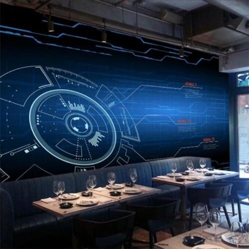 Beibehang Custom wallpaper 3D solid mural blue mechanical abstract technology circuit board Internet cafe KTV wallpaper 3d mural