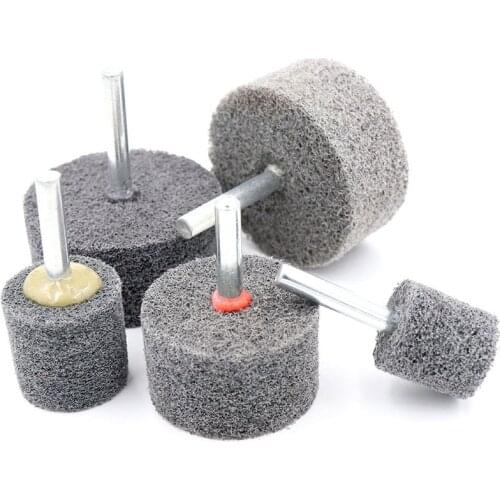 5PCS 6 Shank Cylindrical Fiber Nylon Grinding Head For Mould Finish Polish Grinder Rotary Tools Polishing Wheel