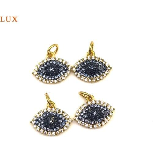 5PCS Shiny Cubic Zircon Horse Eye Shape Pendant Brass Plated Horse Eye Pendant Finding For Women Necklace Making Jewelry