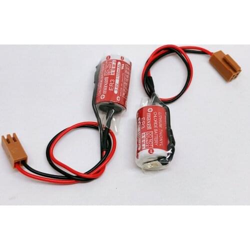 5pcs/lot New Genuine Maxell ER3 3.6V 1100MAH Horned PLC Battery Lithium Thionyl Chloride Batteries With Plugs Made in Japan