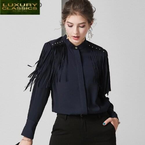 Blouse Womens Spring Elegant Silk Tops 2021 Korean Vintage Ladies Blusas Casual & Business Autumn Long Sleeve Top 924092