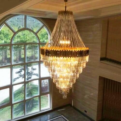 Large crystal chandelier in duplex building luxury hotel lobby engineering villa living room hollow chandelier