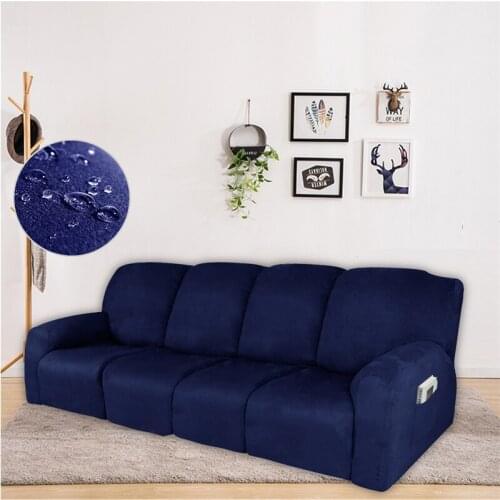 3 4Seater Recliner Cover Elastic All-inclusive Water Repellent Sofa Slipcover for Living Room Suede Lounger Armchair Couch Cover