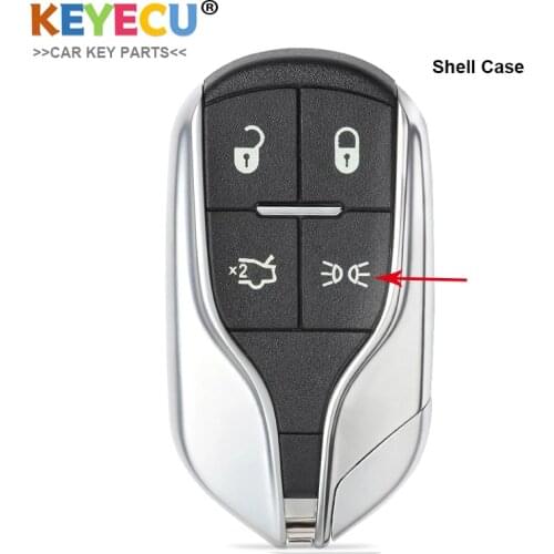 KEYECU Smart Remote Car Key Shell Case Cover for Maserati President Ghibli Levant Quattroporte, Fob 4 Button With Uncut Blade