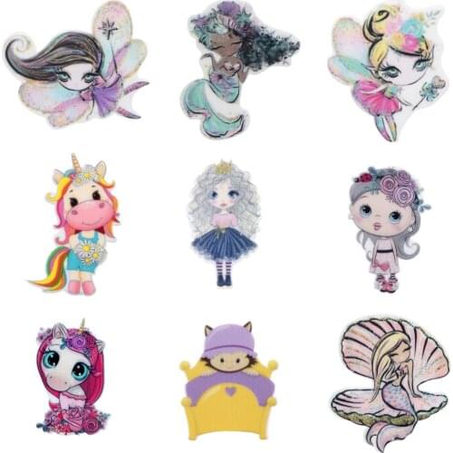 Mermaid Scale Girl Shape Acrylic Planar Resins Cabochons Flatback 1pcs,DIY Craft Supplies Hair Accessories Material,1Yc13392