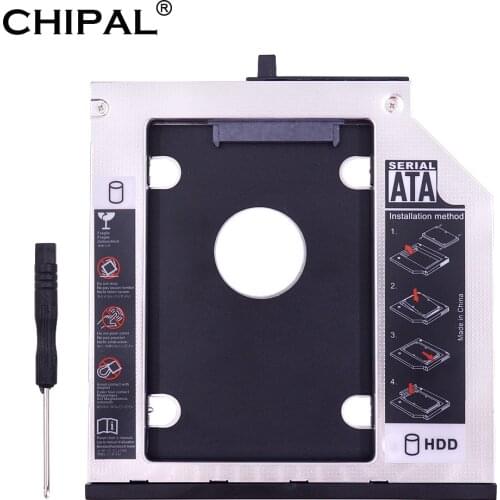 CHIPAL Aluminum SATA 3.0 2nd 9.5mm HDD Caddy for 2.5" SSD Case HDD Enclosure for Lenovo ThinkPad T400 T500 W500 T410 ODD CD-ROM